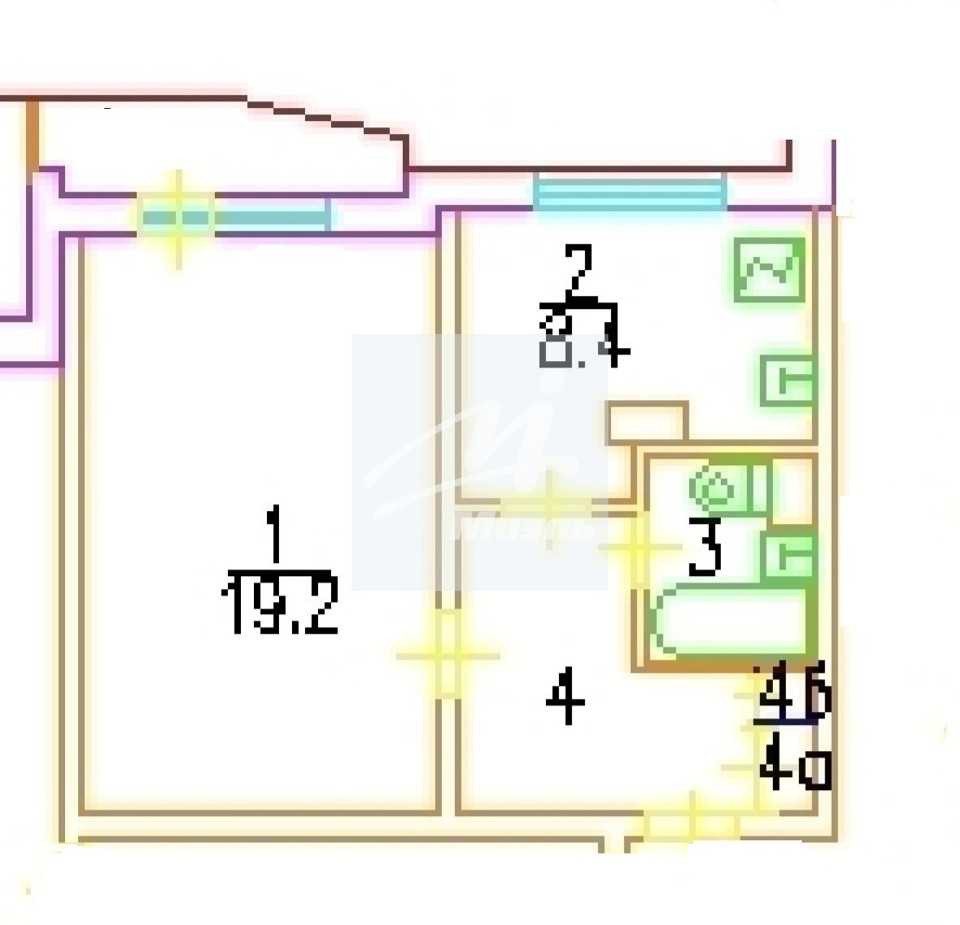 Продается 1-комнатная квартира, площадью 38.10 кв.м. Москва, улица Веневская, дом 19