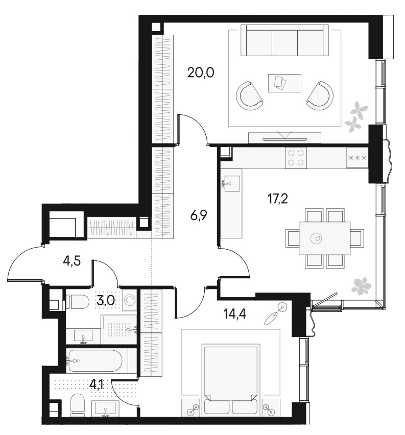 Продается 2-комнатная квартира, площадью 70.10 кв.м. Москва, Чкаловский бульвар