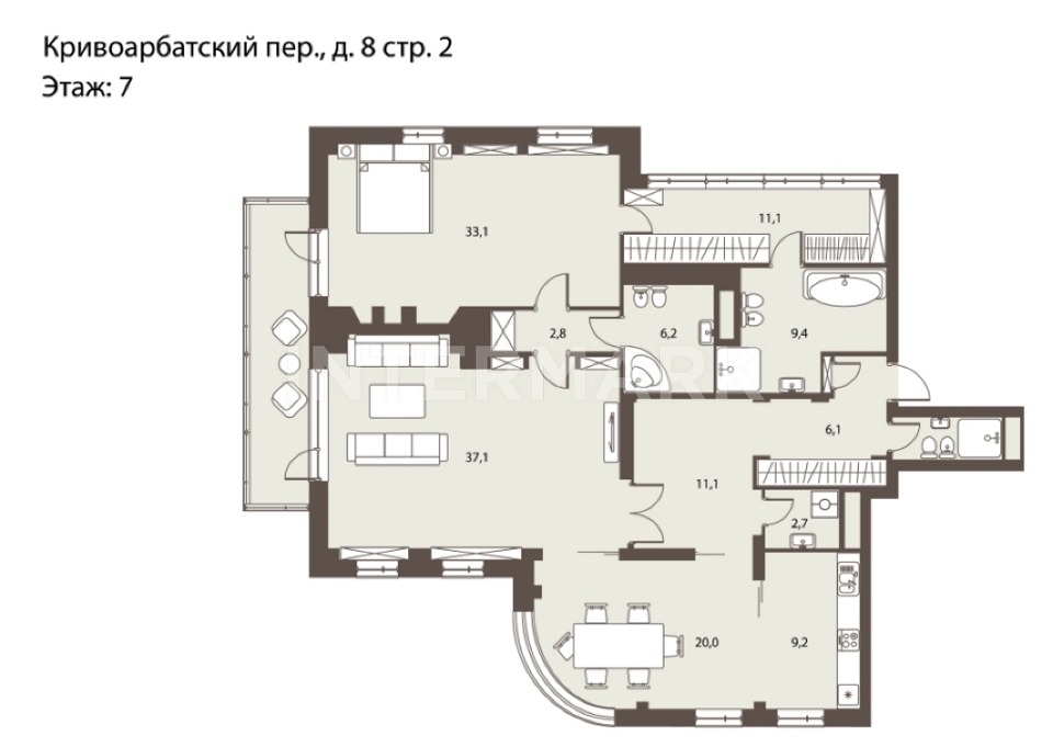 Продается 3-комнатная квартира, площадью 148.60 кв.м. Москва, переулок Кривоарбатский, дом 8стр2