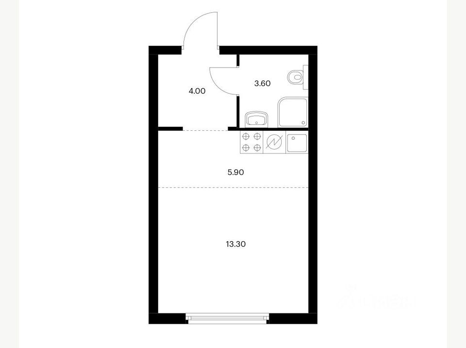 Продается 1-комнатная квартира, площадью 26.80 кв.м. Москва, Кронштадтский бульвар, дом 9к6