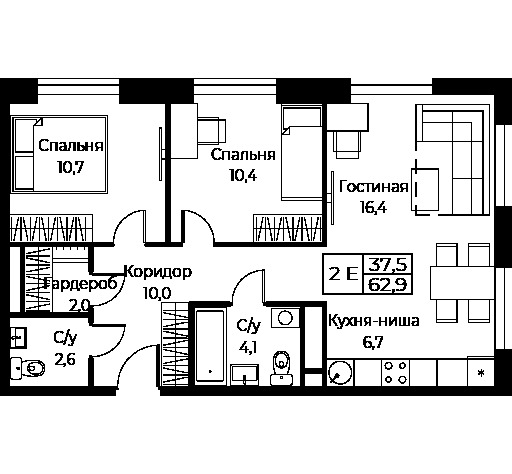 Продается 2-комнатная квартира, площадью 62.90 кв.м. Москва, улица Наметкина, дом 10Д