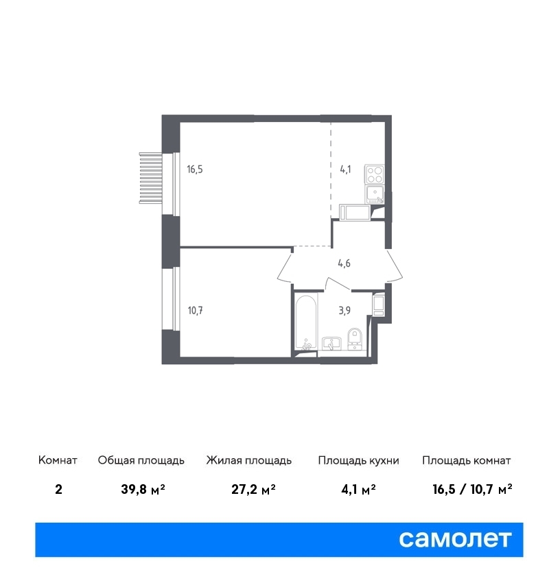 Продается 2-комнатная квартира, площадью 39.80 кв.м. Московская область, Мытищи городской округ, город Мытищи, переулок 1-й Стрелковый, дом к4