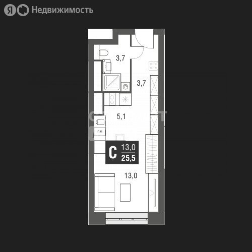 Продается 1-комнатная квартира, площадью 25.60 кв.м. Москва, проезд Серебрякова, дом 11к2