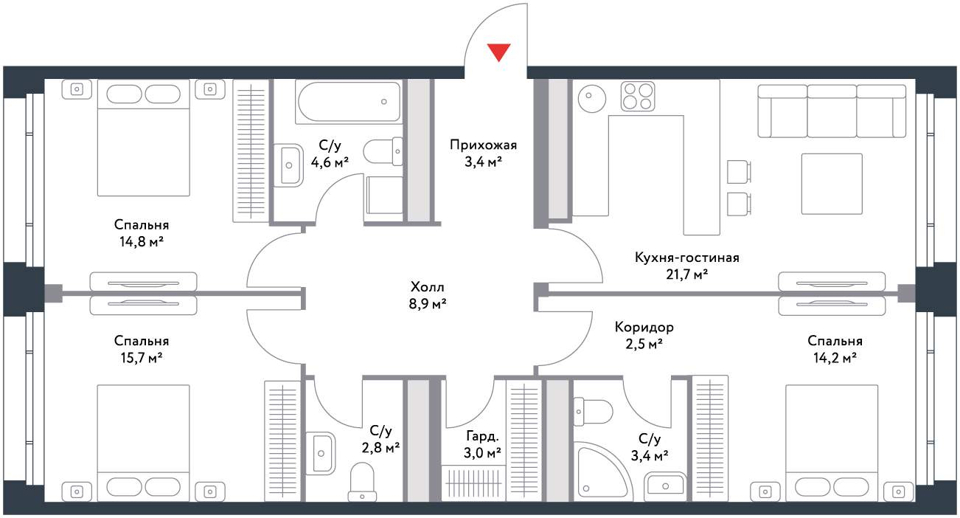 Продается 4-комнатная квартира, площадью 95.00 кв.м. Москва, улица Речников, дом 7стр1