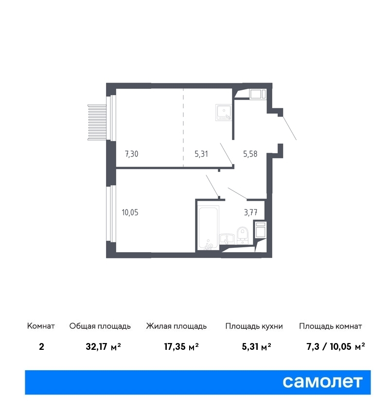 Продается 2-комнатная квартира, площадью 32.20 кв.м. Московская область, Мытищи городской округ, город Мытищи, переулок Стрелковый