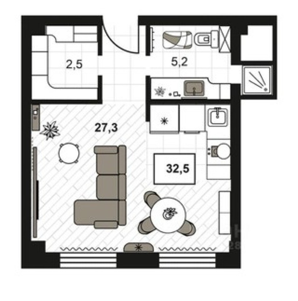 Продается 1-комнатная квартира, площадью 32.30 кв.м. Москва, переулок Большой Строченовский, дом 9