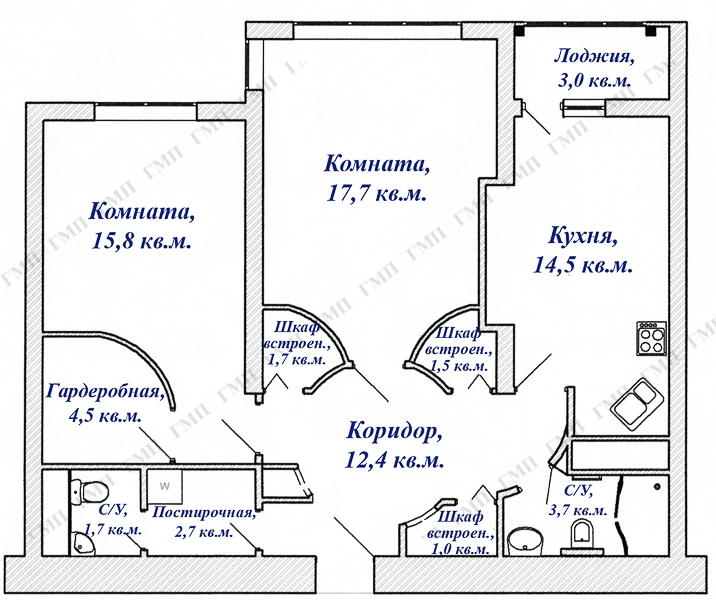 Продается 2-комнатная квартира, площадью 80.20 кв.м. Москва, улица Гризодубовой, дом 4к3
