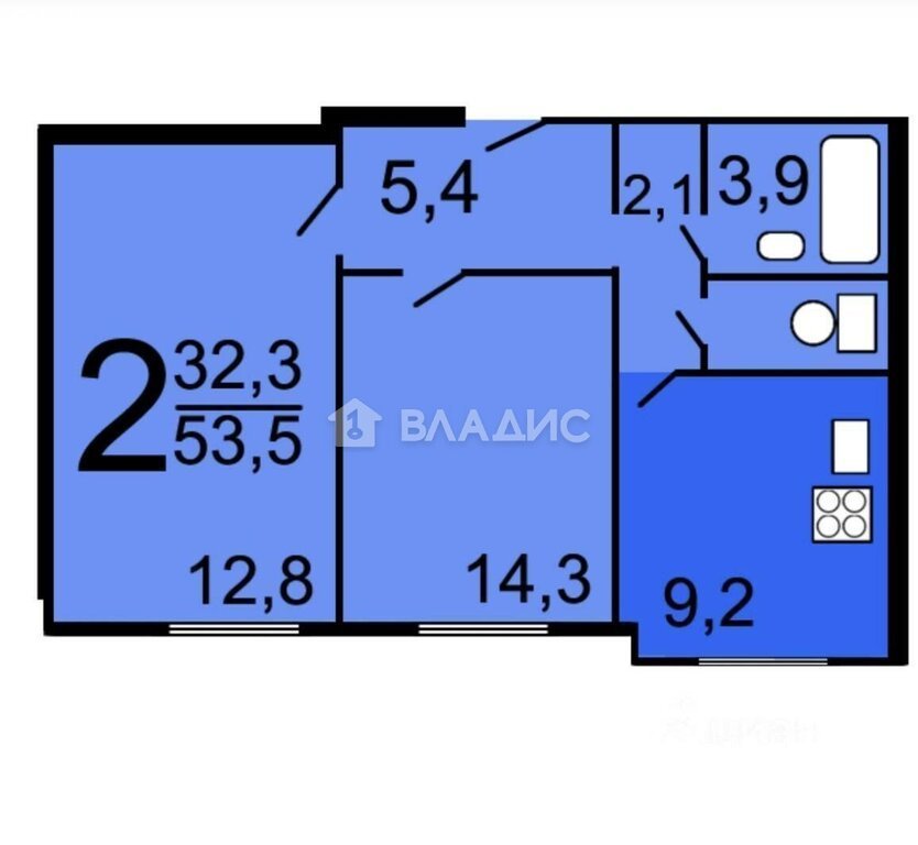 Продается 2-комнатная квартира, площадью 54.40 кв.м. Москва, улица Миклухо-Маклая, дом 38
