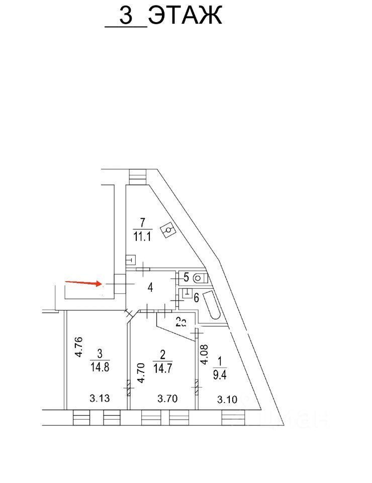 Продается 3-комнатная квартира, площадью 62.40 кв.м. Москва, переулок Большой Строченовский, дом 4с1