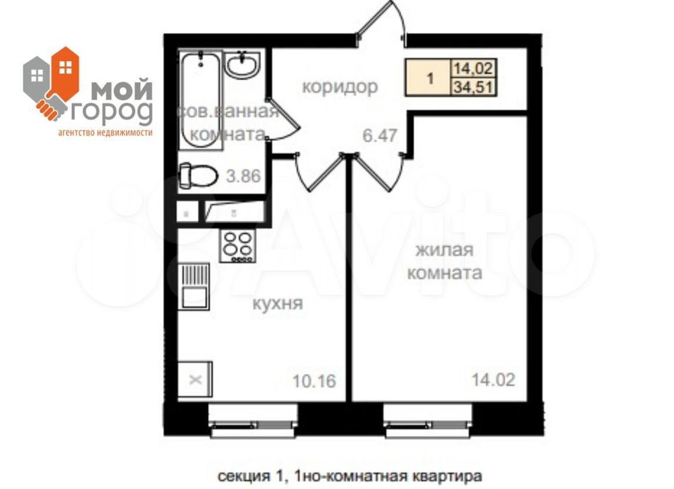 Продается 1-комнатная квартира, площадью 35.00 кв.м. Московская область, Одинцовский район, город Звенигород, улица Пролетарская, дом 53
