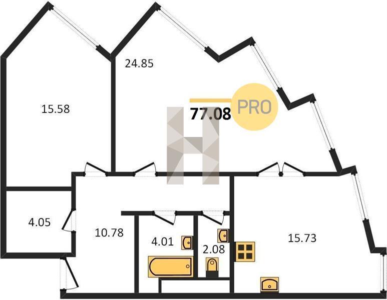 Продается 3-комнатная квартира, площадью 77.10 кв.м. Москва, улица Сокольнический Вал, дом 3