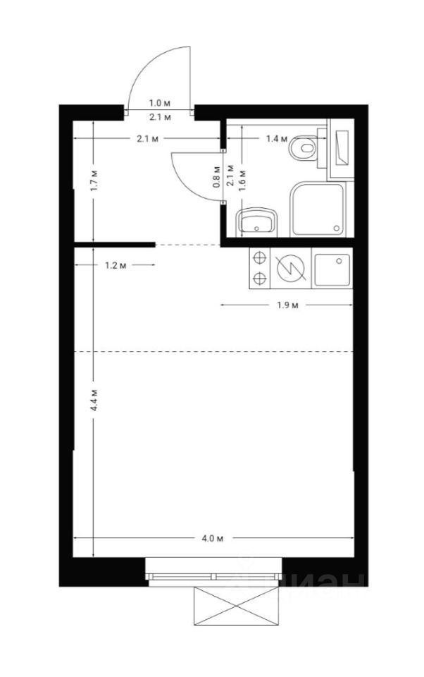 Продается 1-комнатная квартира, площадью 23.40 кв.м. Московская область, Красногорск городской округ, поселок Ильинское-Усово, улица Заповедная, дом 21