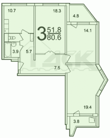 Планировка квартир в домах серии П-44Т