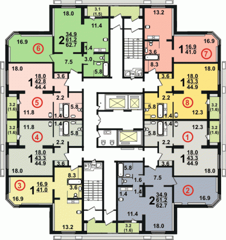 Планировка квартир в домах серии Д-25Н1 (Домкон-1) и Д-23.