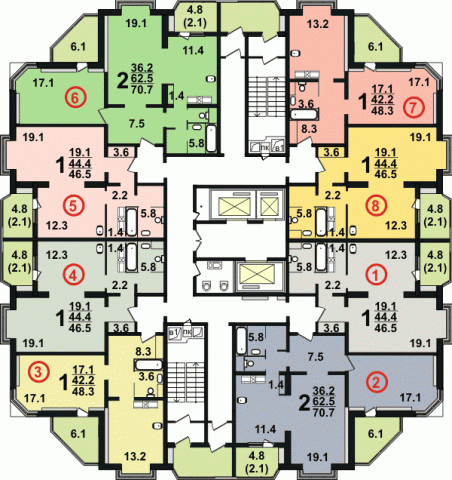 Планировка квартир в домах серии Д-25Н1 (Домкон-1) и Д-23.