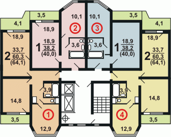 Планировка квартир в домах серии П-44К