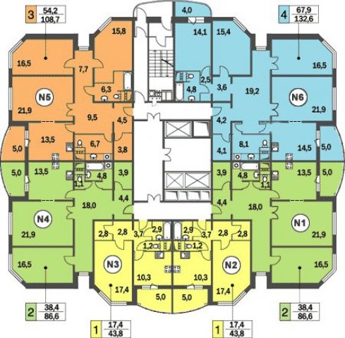 Планировка квартир в домах серии КОПЭ-Башня.