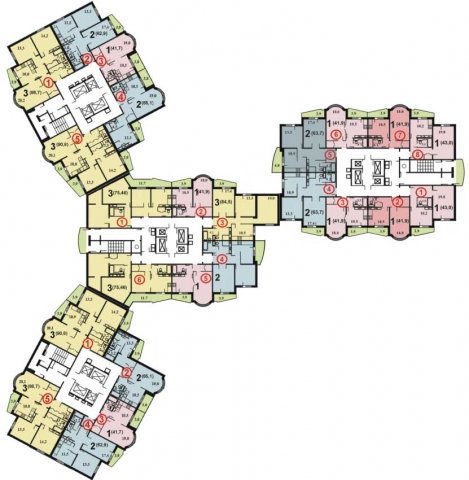 Планировка квартир в домах серии И-155 Башня (И-155 Б)