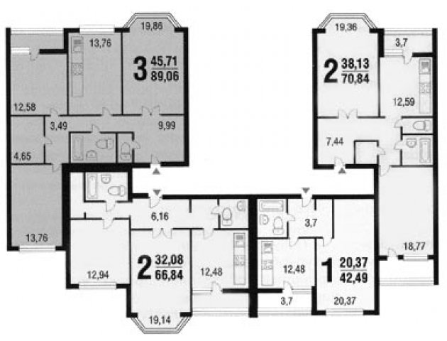 Планировка квартир в домах серии И-1724