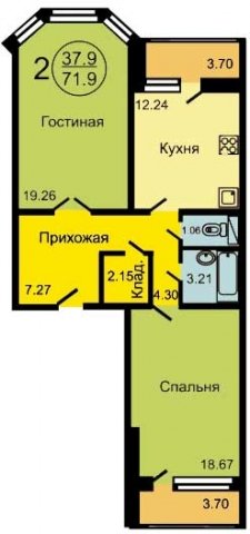 Планировка квартир в домах серии НС-1.