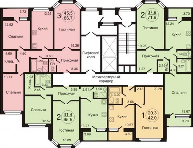 Планировка квартир в домах серии НС-1.
