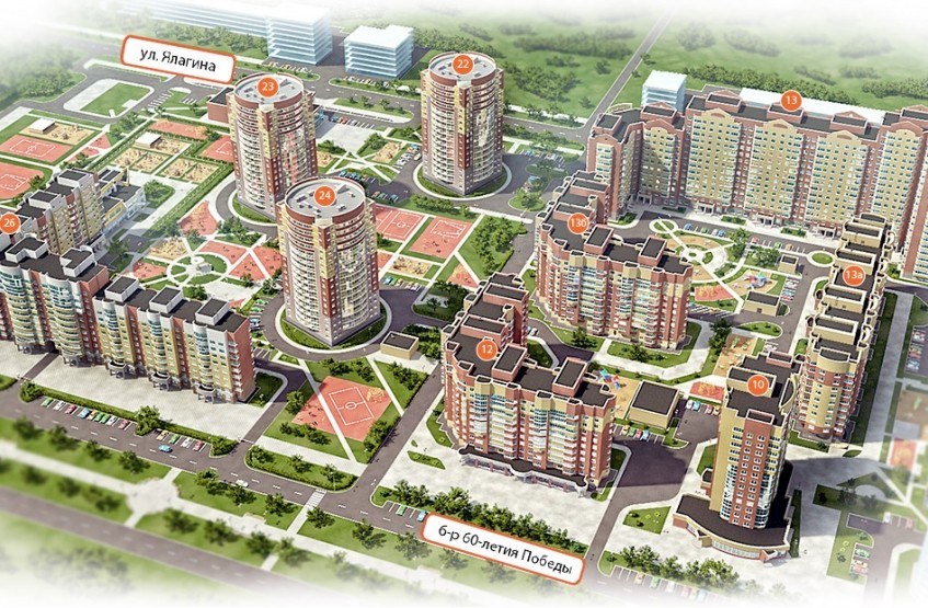 ЖК Новое Ялагино. Московская обл., Элекстросталь, Ялагина ул. / 60-летия Победы б-р