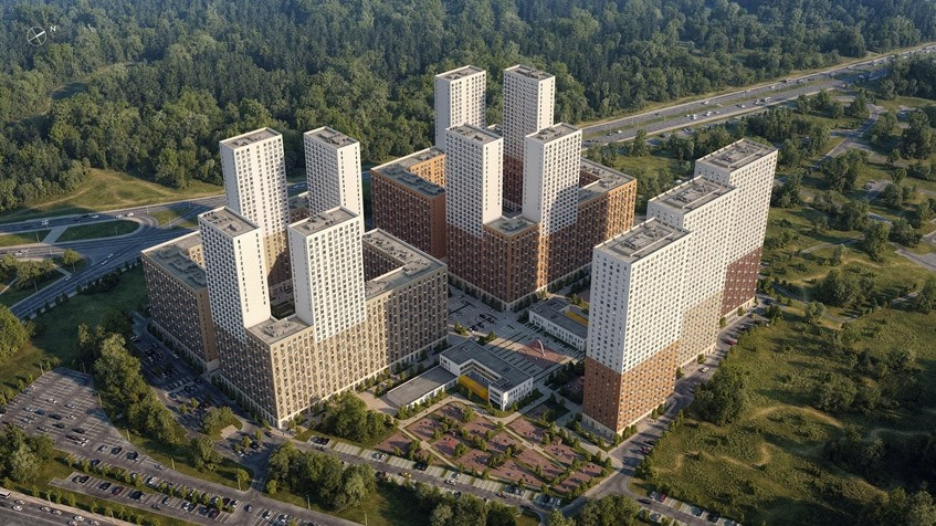 ЖК Столичные поляны. Москва, Южное Бутово, Пересечение улиц Поляны и Скобелевской